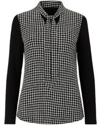 Conquista - Long Sleeve Print Top With Neck Tie - Lyst