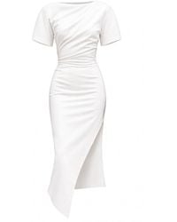 AVENUE No.29 - Short Sleeve Asymmetric Leg Slit Dress - Lyst