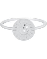Zohreh V. Jewellery Celestial Diamond Coin Ring Sterling Silver - White