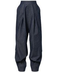 Metamorph - Drop Crotch Denim Trousers With Pleats And Elastic Waist - Lyst