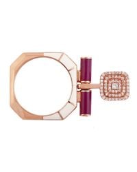 Artisan - Natural Diamond & Enamel Geometric Statement Ring - Lyst