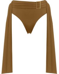 ANTONINIAS - Amaze High Waisted Swimwear Bottom With Decorative Belt And Golden Buckle In Golden - Lyst