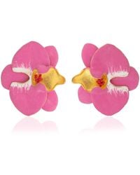 Milou Jewelry - Fuchsia Orchid Flower Earrings - Lyst