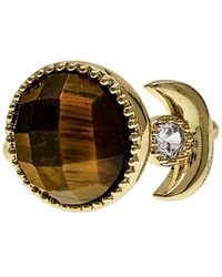 Farra - Tiger-Eye With Zircon Open Ring - Lyst
