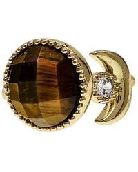 Farra - Tiger-Eye With Zircon Open Ring - Lyst