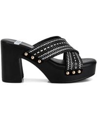 Rag & Co - Finley Raffia High Block Heel Clogs - Lyst