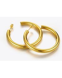 Harfi - Simply Chunky Plated Hoop Stud Earrings - Lyst