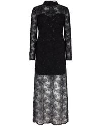 Sour Figs - Floral Embroidered Sequin Mesh Evening Dress - Lyst