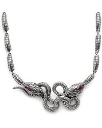 Unaloe - Sterling Double Snake Necklace With Natural Rubies – Luxury Serpent Pendant Necklace, Italian Artisan Jewelry For - Lyst