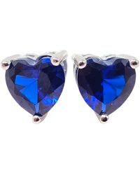 Harfi - Sapphire Heart Sterling Stud Gemstone Earrings - Lyst