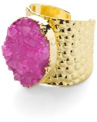 YAA YAA LONDON - Bubble Gum Pink Crystal Crush Semi-precious Statement Ring - Lyst