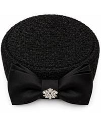 Santinni - Amour Woollen Tweed Pillbox Hat With Silk Bow Rosa - Lyst