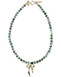 Farra - Dot Agate With Bowknot Pendant Necklace - Lyst