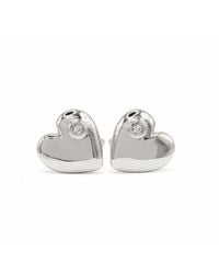 Cier - Diamond Heart Stud Earrings - Lyst