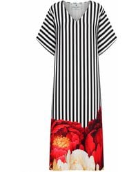 DHARA SHETH DUBAI - After Midnight & Strips Floral Kaftan Maxi Dress With Side Slit - Lyst
