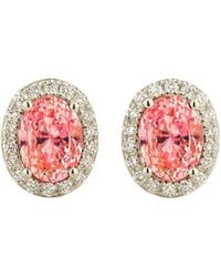 Juvetti - Mina Oval Padparadscha Sapphire & Diamond Halo Earrings - Lyst