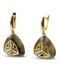 Bellus Domina - Sterling Silver Gold Plated Labradorite Triangle Earrings - Lyst