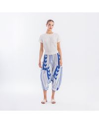 Haris Cotton - Cotton Embroidered Buggy Pants With Rib Waist Arrow - Lyst