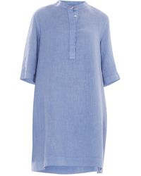 Haris Cotton - Button Front Linen Dress Regatta - Lyst