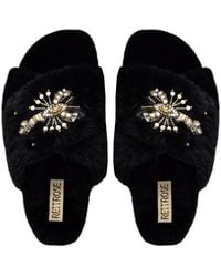 Rettrose - Anastasia Luxury Plush Diamanté Embellished Handmade Slipper - Lyst