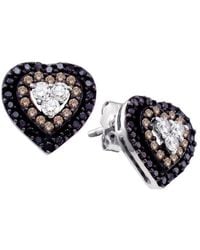 Cosanuova Diamond Heart Cluster Earrings In 14k White Gold