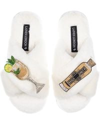 Laines London - Neutrals Classic Laines Slippers With Hugo Spritz Brooches - Lyst