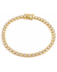 Pearl Code - Celine Heart Tennis Bracelet With Cubic Zirconia, -Plated - Lyst