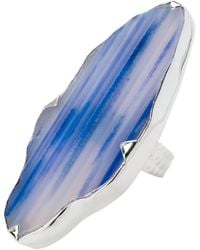 YAA YAA LONDON - Sterling Silver Grande Blue Lavender Gemstone Adjustable Ring - Lyst