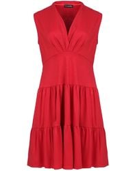 Conquista - Draped V-Neck Tiered Dress - Lyst