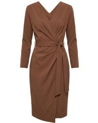 concept A trois - Caramel Long-Sleeved Wrap Cocktail Dress - Lyst