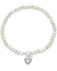 Pearls of the Orient Online - Amare Single Strand Irregular Cultured Freshwater Pearl Necklace With Hammered Heart - Lyst