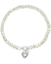 Pearls of the Orient Online - Amare Single Strand Irregular Cultured Freshwater Pearl Necklace With Hammered Heart - Lyst