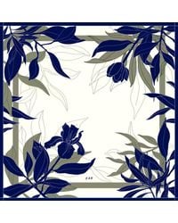 Silk and Bears - Botanical Silk Twill Scarf – Hand-Rolled Edges, Ivory - Lyst