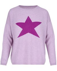At Last - Cashmere Mix Sweater In Lilac With Purple Star - Lyst