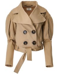 Lita Couture - Statement Jacket With Oversized Lapels In Beige - Lyst