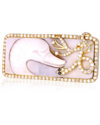 Artisan - 18k Gold With Carved Shall Cameo & Diamond Swan & Snake Design Ring - Lyst