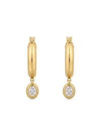 Artisan - 14K Diamond Oval Drop Hoop Earrings - Lyst