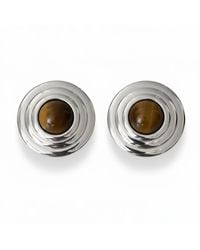 LÁTELITA London - Como Large Round Stud Earrings Tigers Eye - Lyst