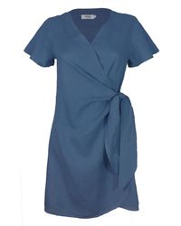 Larsen and Co - Pure Linen Lucca Wrap Dress In Cobalt - Lyst