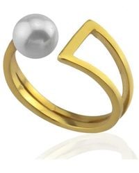 LINYA JEWELLERY - Natural Pearl Adjustable Ring - Lyst