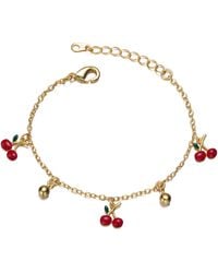 Genevive Jewelry - Rachel Glauber Plated Adjustable Bracelet With Enamel Cherry Charms For Kids - Lyst