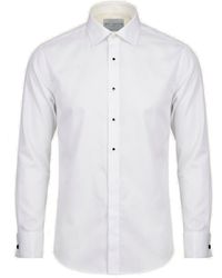 Ron Tomson - Pure Cotton Classic Collar Stud Button French Cuff Tuxedo Shirt - Lyst