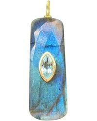 KAMARIA - Labradorite Gemstone Pendant With Topaz - Lyst