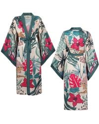 LOVEIST STORE - Del Rey Tropical Silky Satin Kimono - Lyst