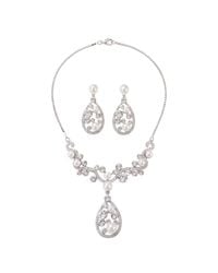 Modenaire - Elegant Pearl And Crystal Teardrop Necklace Set - Lyst