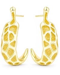 Unaloe - Organic Textured Chunky Hoop Earrings – Plated Sterling - Lyst