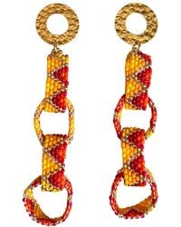 Iliana Arrazola - Bold Chunky Link, Dangle Earrings, And, Glass Beads, Beaded Jewelry - Lyst
