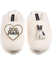 Laines London - Neutrals Teddy Closed Toe Slippers With Dog Mum/Mom & Sitting French Bulldog - Lyst