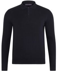 Paul James Knitwear - Extra Fine Merino Wool Turner Long Sleeve Polo Shirt - Lyst