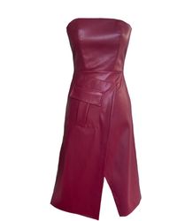 Mirimalist - Leather Strapless Midi Dress - Lyst